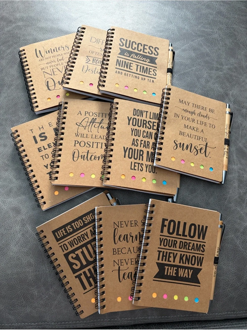 Inspirational Notebook & Matching Pen, includes sticky notes - pick one